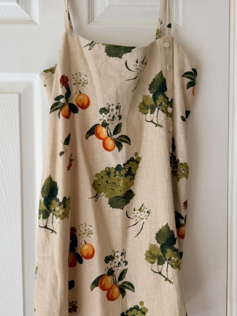 Abercrombie & Fitch Linen-Blend Button Skort - Tan Fruit Pattern - Size XS - NWT - Picture 2 of 4